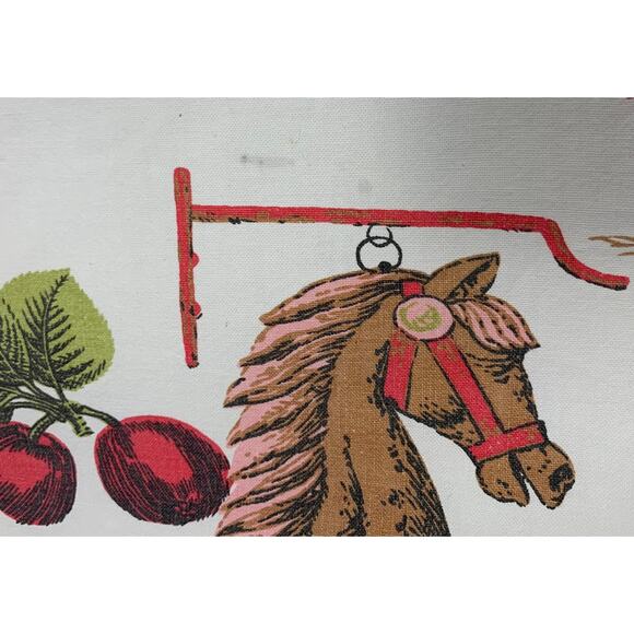 Tablecloth Blue White Embroidered Floral Striped Edge Vintage READ - Picture 12 of 14